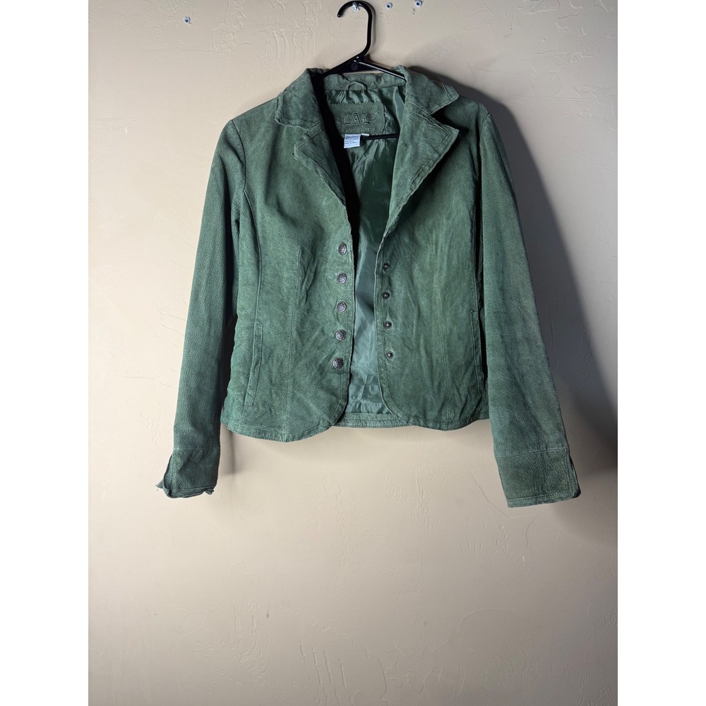Vtg LAL 100% Suede green women's jacket size small‎
